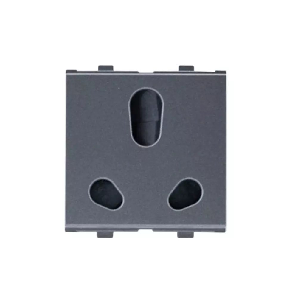 Anchor Penta Twin Socket Graphite Black 2 Module 6 A / 16 A, 65205B (Pack of 10)