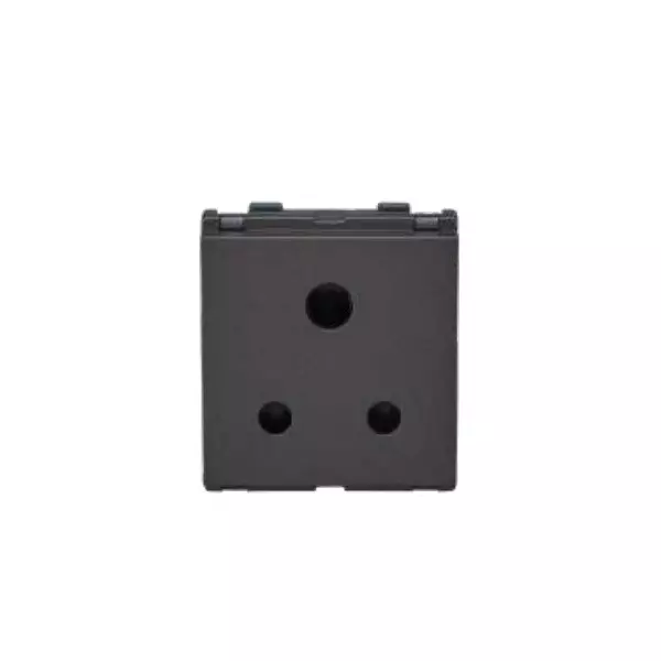 L&T [ Lauritz Knudsen ] Englaze Heavy Duty Power Socket Mountain Grey 3 Pin 2 Module 6 Amp Current, CB92602CM06