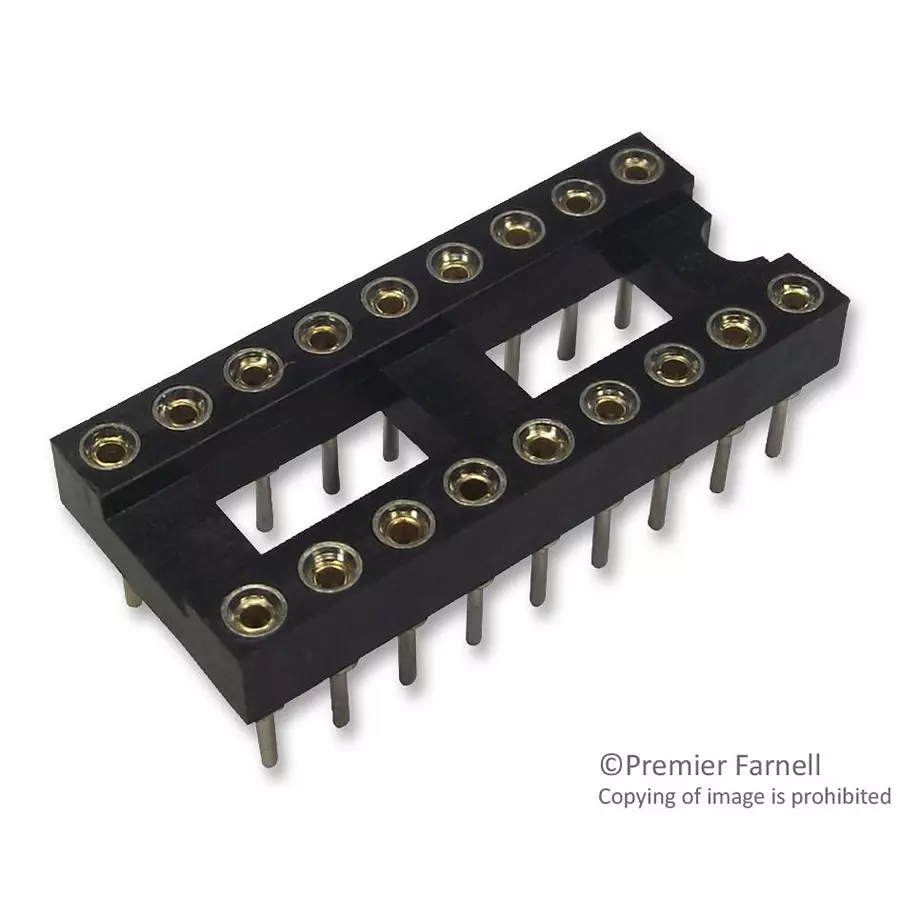 MULTICOMP PRO IC Sockets SOCKET IC, DIL, 0.3", 18WAY, 2227MC-18-03-08-F1 (Pack of 5)