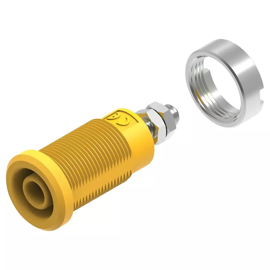 MULTICOMP PRO Banana Plugs & Jacks BANANA JACK, 4MM, 36A, M4 STUD, YELLOW, 76-1488