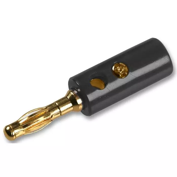 MULTICOMP PRO Banana Plugs & Jacks STRAIGHT 4MM BANANA PLUG, BLACK, CABLE, PE000037