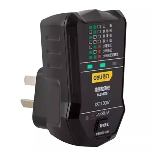 Deli Socket Detector Three Stainless Steel Pin 10 A 300 V, DL333010