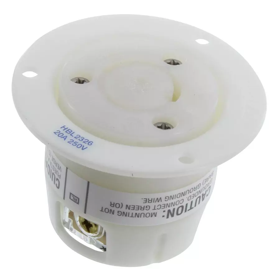 HUBBELL WIRING DEVICES CONNECTOR, POWER ENTRY, RECEPTACLE, 20A, HBL2326