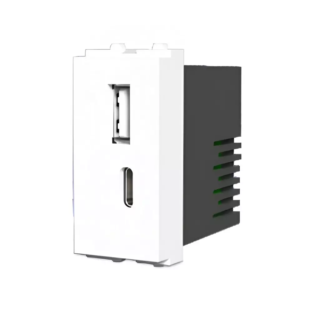 Cona ESTELLA 1 Module Combo USB Charger Socket White Polycarbonate, 18126