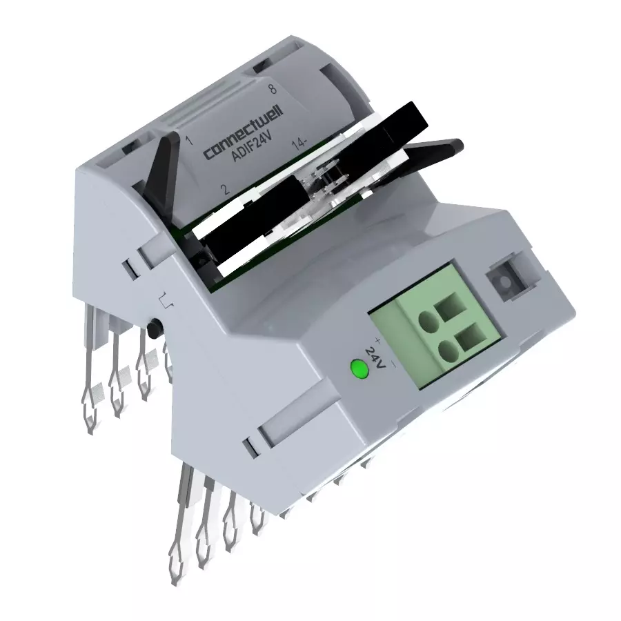 Connectwell Slim Relay Adapter 24 VDC 2 A Input Side Grey, ADIF24V
