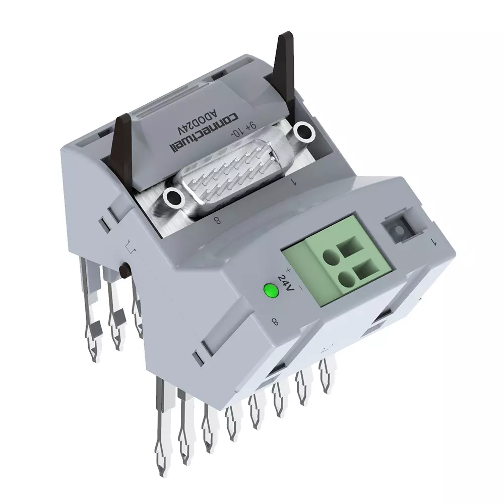 Connectwell Slim Relay Adapter 24 VDC 2 A Output Side with DSUB Connector, ADOD24V
