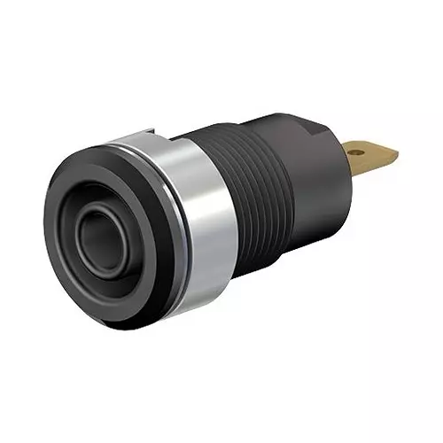 STAUBLI Banana JACk, 4mm, 24A, Qc, Blk, 23.3000-21 (Pack of 2 Pcs)