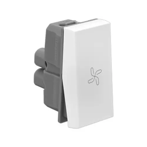 Legrand Switch with Fan Marking Allzy 6 Amp 1 Way 1 Module Glossy White, 6811 04 (Pack of 20 Pcs)