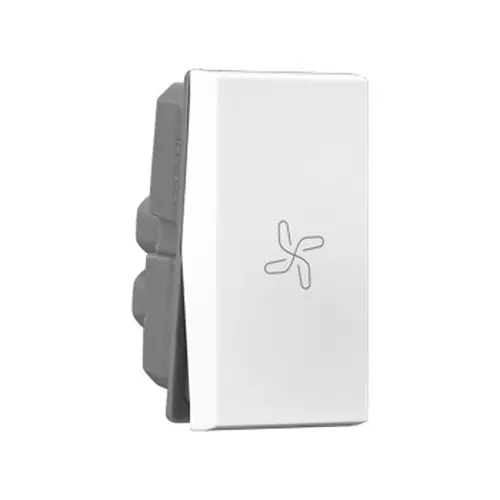 Legrand Switch with Fan Marking Allzy 6 Amp 1 Way 1 Module Glossy White, 6811 04 (Pack of 20 Pcs)