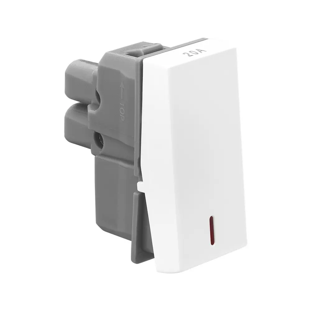 Legrand Switch with Indicator Allzy 20 Amp 1 Way 1 Module Glossy White, 6811 08 (Pack of 20 Pcs)