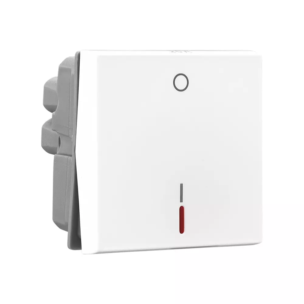 Legrand Switch with Indicator Allzy 20 Amp 1 Way 2 Module Glossy White, 6811 15 (Pack of 10 Pcs)