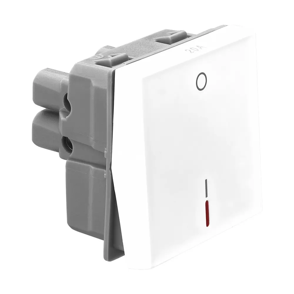 Legrand Switch with Indicator Allzy 20 Amp 1 Way 2 Module Glossy White, 6811 15 (Pack of 10 Pcs)