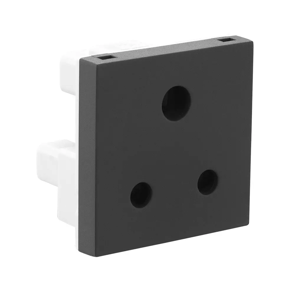 Legrand Socket with Shutter Allzy 6 Amp 2 Module Matt Black, 6812 24 (Pack of 20 Pcs)