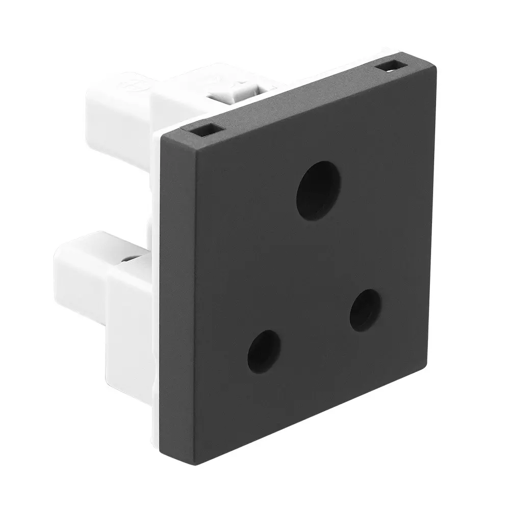 Legrand Socket with Shutter Allzy 6 Amp 2 Module Matt Black, 6812 24 (Pack of 20 Pcs)
