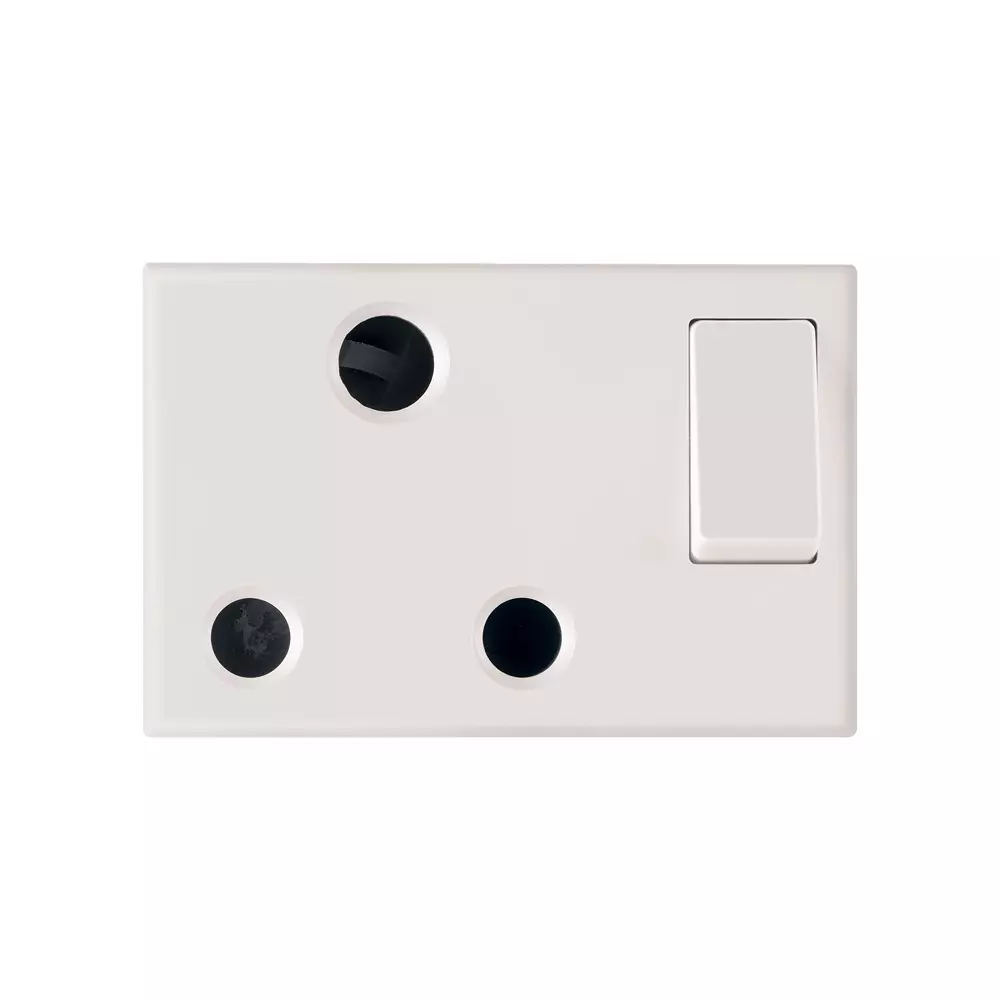 Legrand Indian Standard Socket with Shutter Myrius Classic White 16 Amp 3 Module, 6792 26