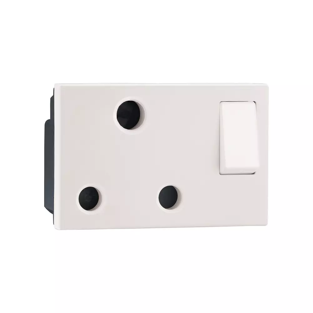 Legrand Indian Standard Socket with Shutter Myrius Classic White 16 Amp 3 Module, 6792 26