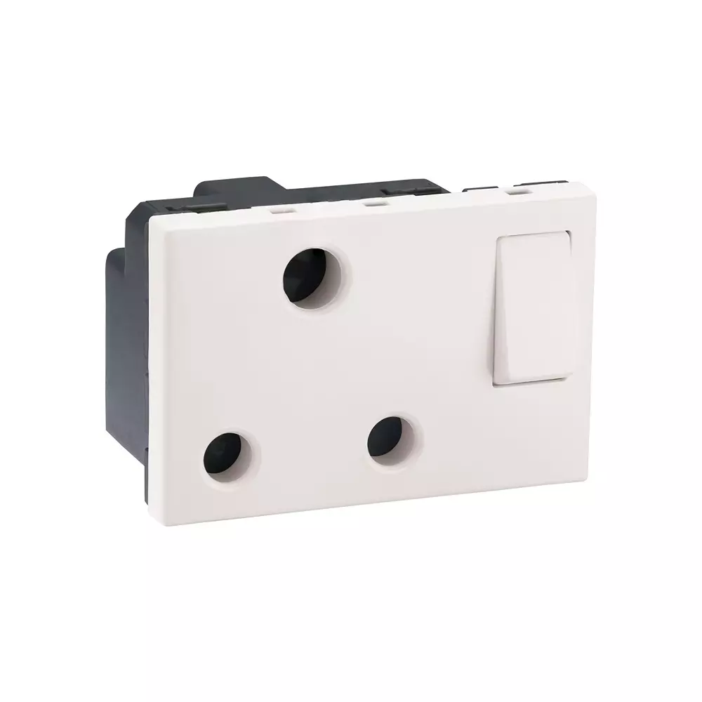Legrand Indian Standard Socket with Shutter Myrius Classic White 16 Amp 3 Module, 6792 26
