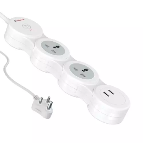 Goldmedal Caterpillar 3+1 Spike Guard 3-Pin Plug 1.8 m 2 Power Outlets White, 209052WHIT