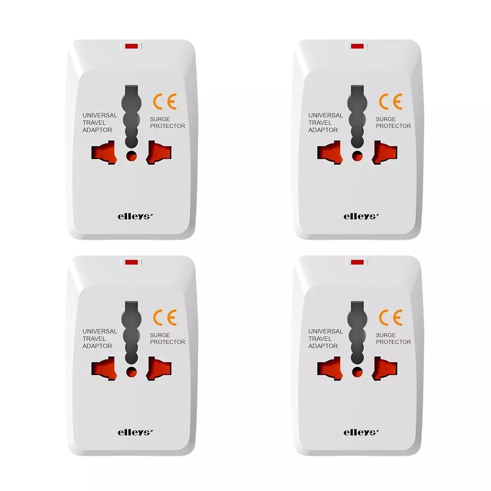 Elleys All in one Worldwide Universal Travel Adapter 6 A/ 13 A Current PC + ABS White (Pack of 4)