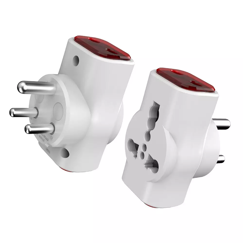 Hi-Fi Dingo 3 Pin Multi Plug Universal Socket Travel Adaptor 6 & 16 A Current White, Red