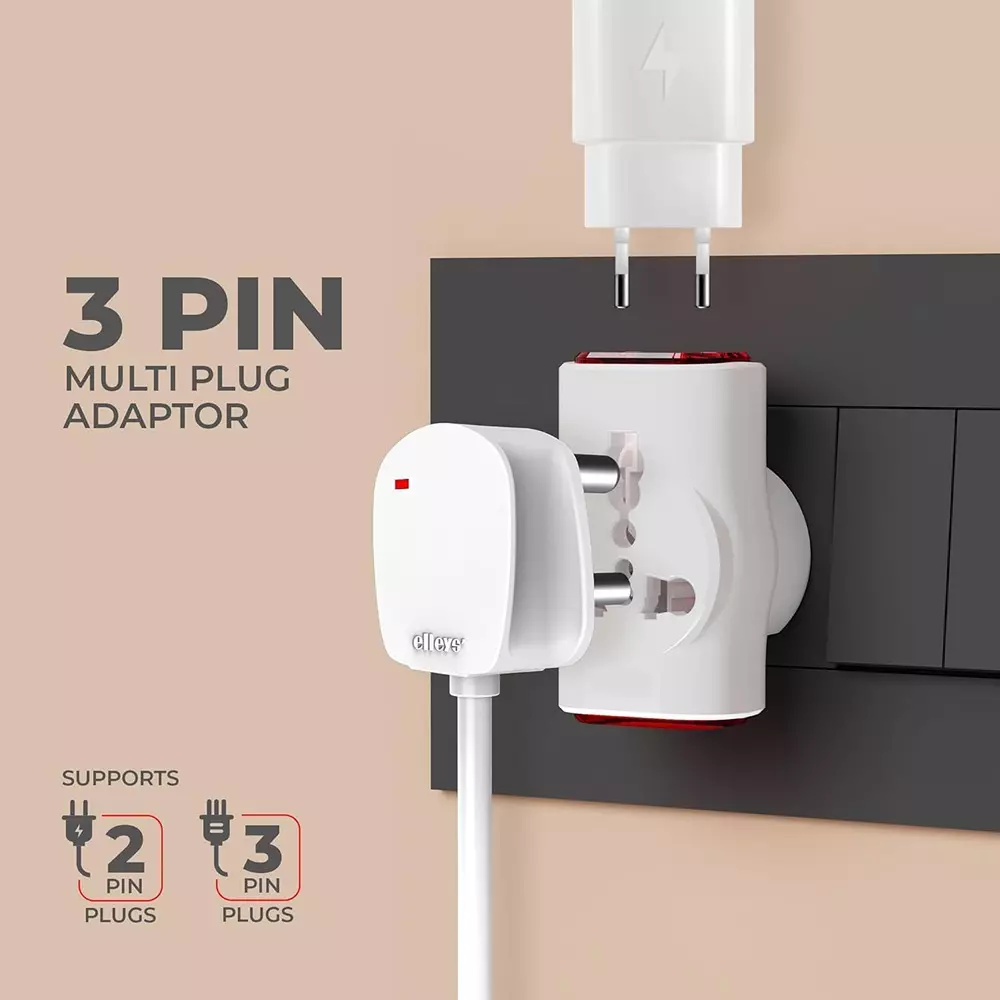 Hi-Fi Dingo 3 Pin Multi Plug Universal Socket Travel Adaptor 6 & 16 A Current White, Red