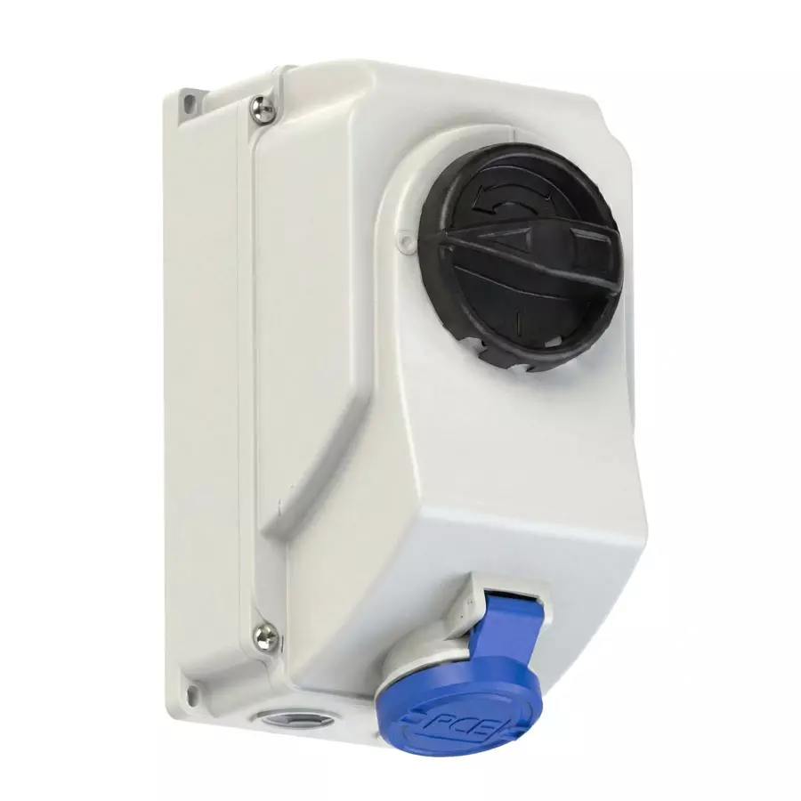 Hensel Insulated Plug Wall Socket Switched, With Interlocking 32 Amp, IP 44, 3P + N + E Pole, 7525-6