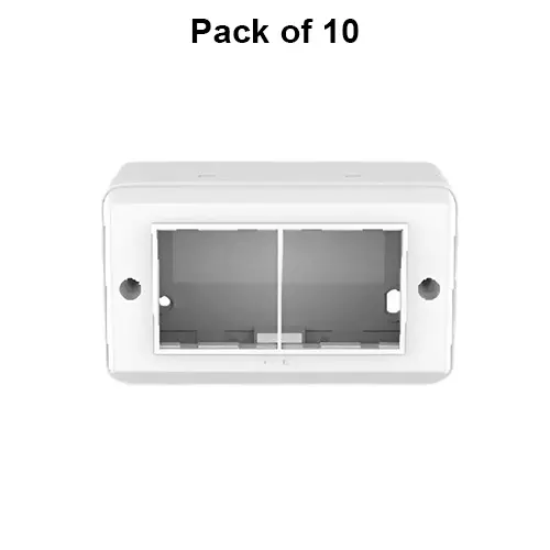 Cona Solid Box Pro Modular Surface Gang Box White 4 Modules, SB 1104 (Pack of 10)