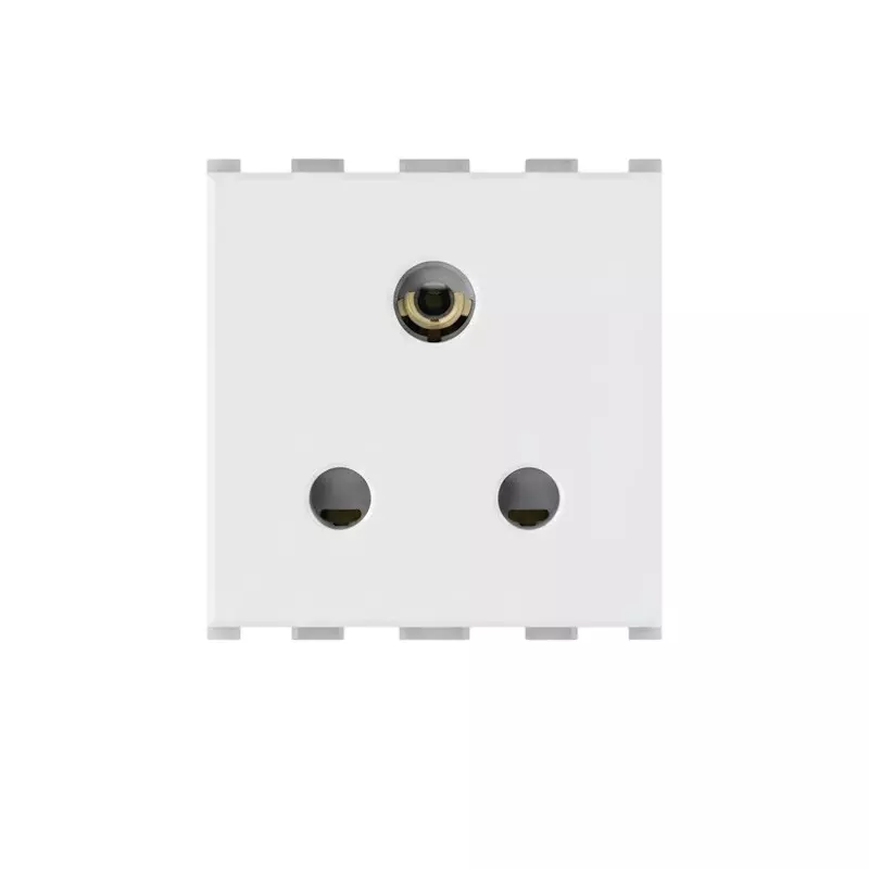 Anchor Roma Urban Socket With Safety Shutter 3 Pin Round Socket 2 Module PVC Plastic White for Industrial Use, 66402