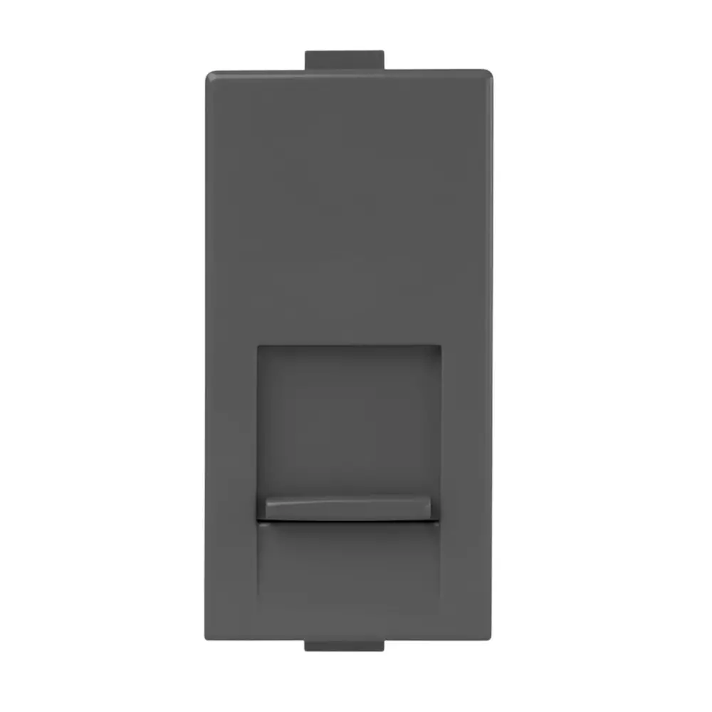 Anchor Rider Single Telephone Jack With Shutter 1 Module Graphite Black PVC Plastic for Industrial and Home Use, 47611GB