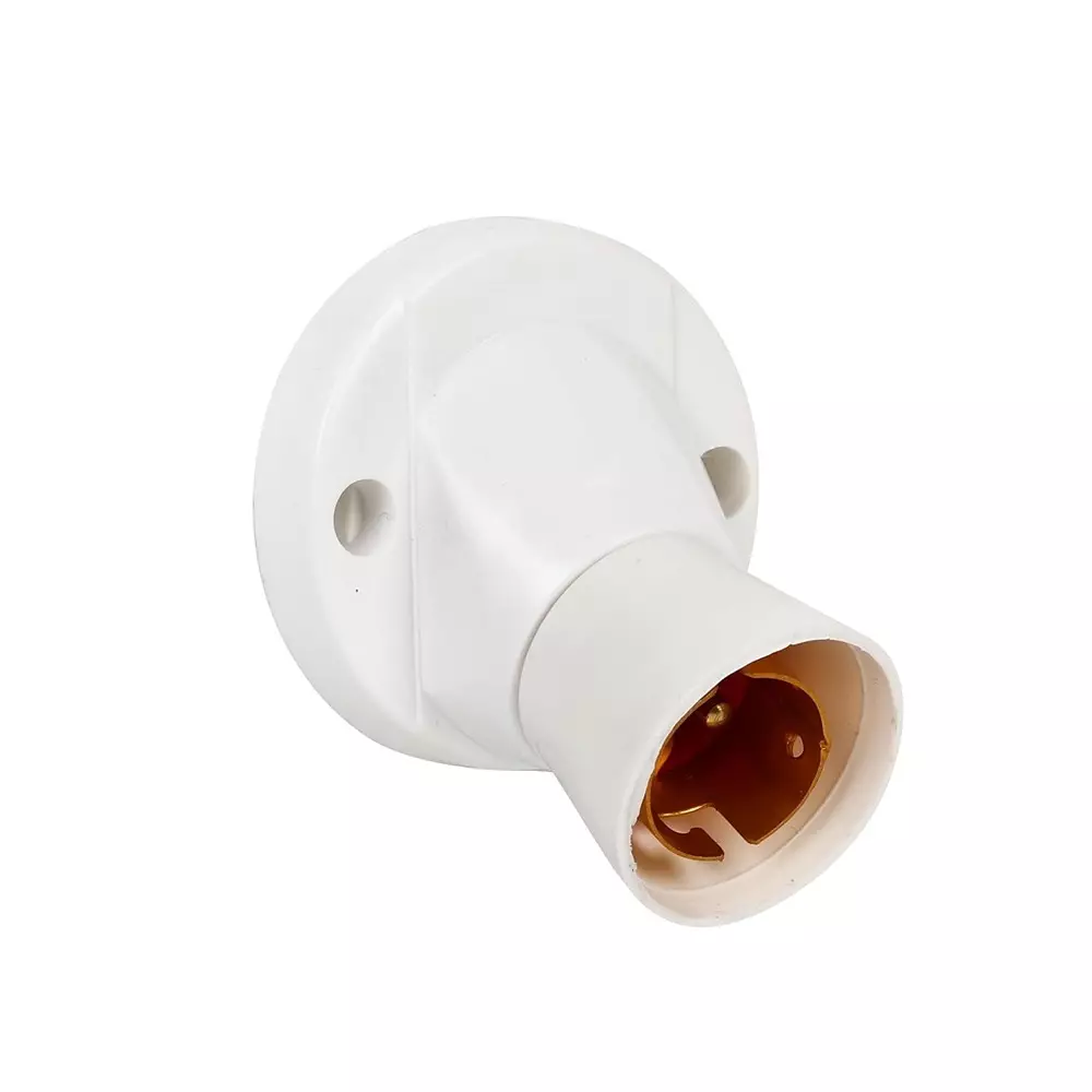 ATC Batten Angle Bulb Holder White Wall Mounted B22 Socket Design Durable & Heat Resistant (Pack of 20 Pcs)