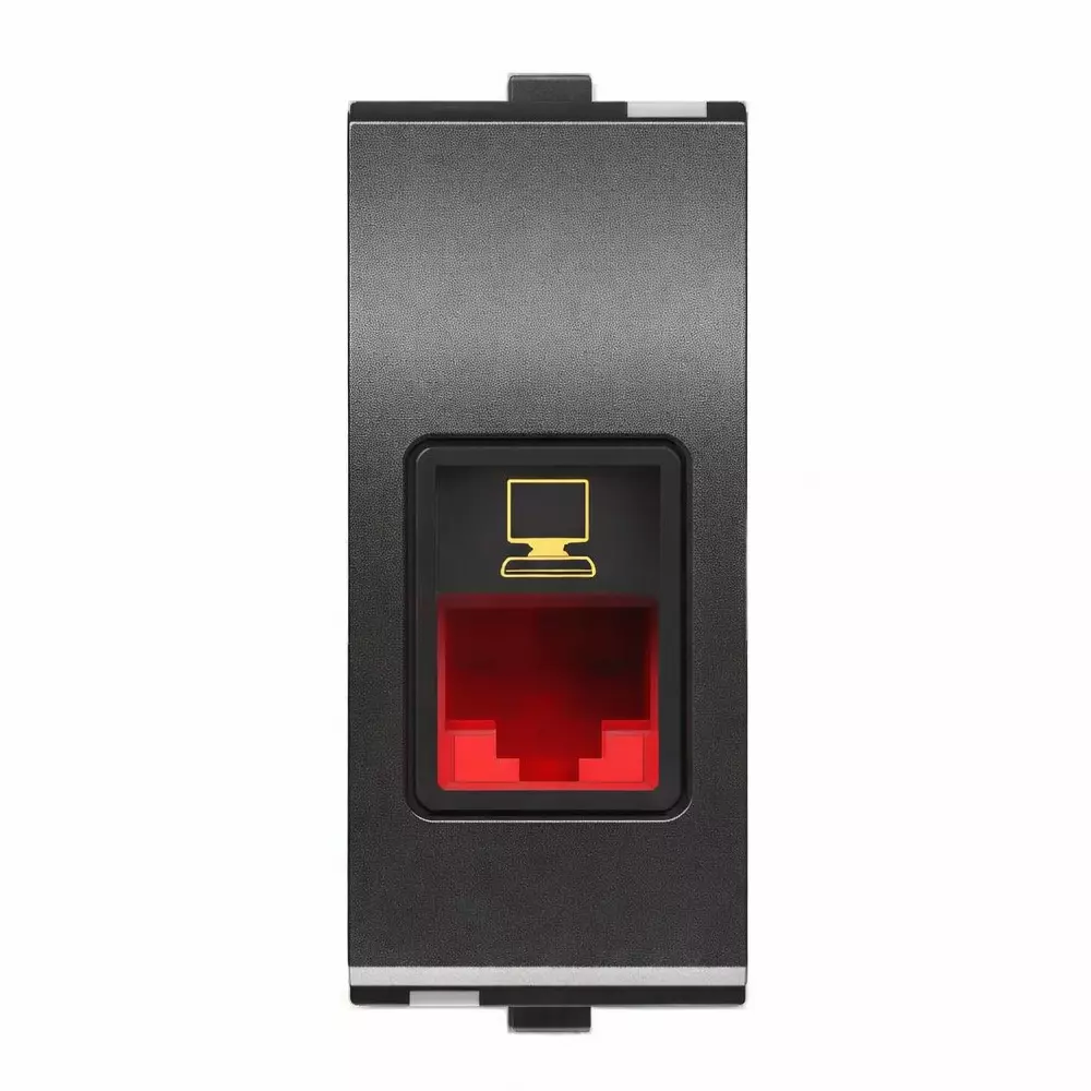 Goldmedal Curve Rj-45 Edp Socket Outlet Voltage Grey Digital Chrome 1 Module for Commecial and Industrial Use, 101074