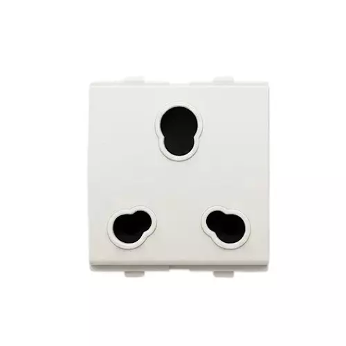 Goldmedal Curve Universal Socket with Safety Shutter White Jazz 240 V 6 A / 16 A Current 2 Module Plastic, 102041