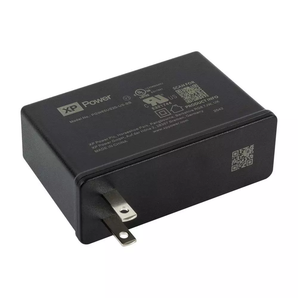XP POWER Fixed Plug Wall Mount 65 W Output Power, PGW65US20-US-BB