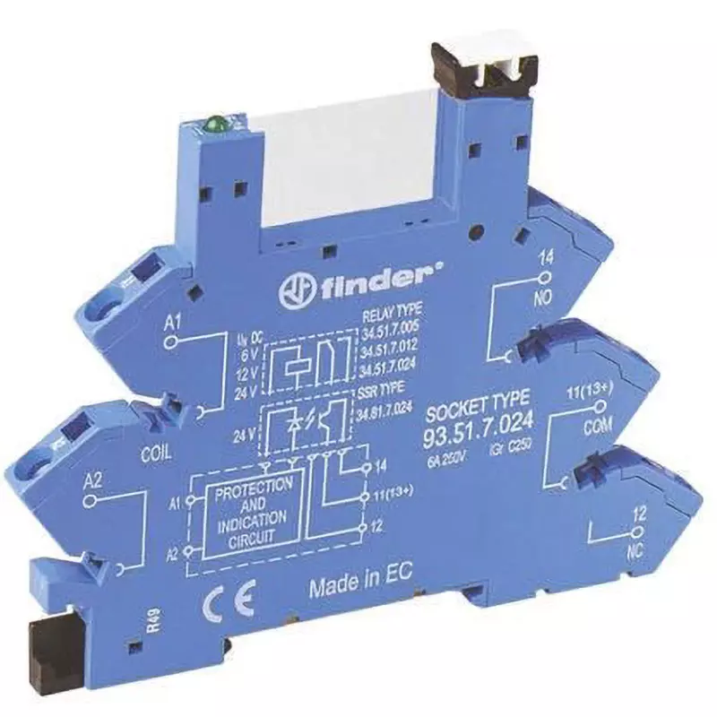Finder Socket DIN (110...125)AC/DC V Power Supply Voltage AC250 V Rated Coil Voltage Socket Accessory Type, 93.51.0.125