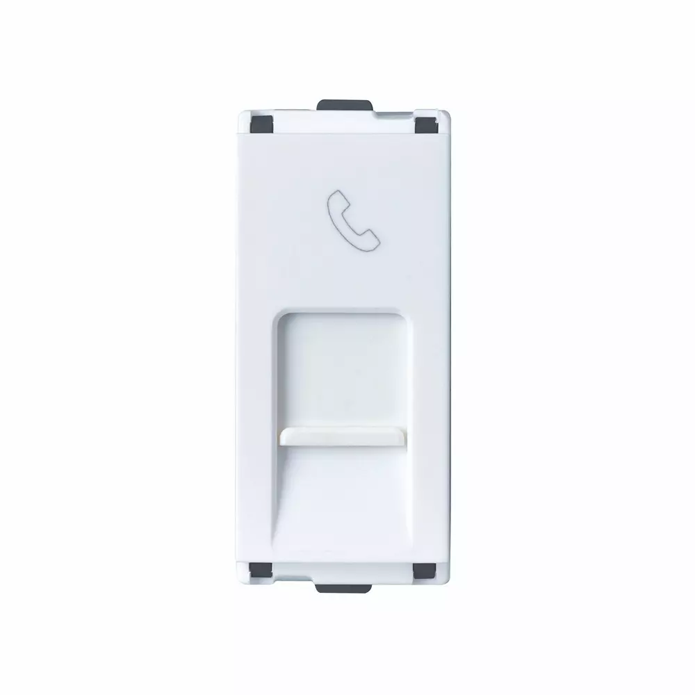 L&T [ Lauritz Knudsen ] Englaze Rj 11 Socket with Shutter Snow White Color 1 Module, CB92101TW11