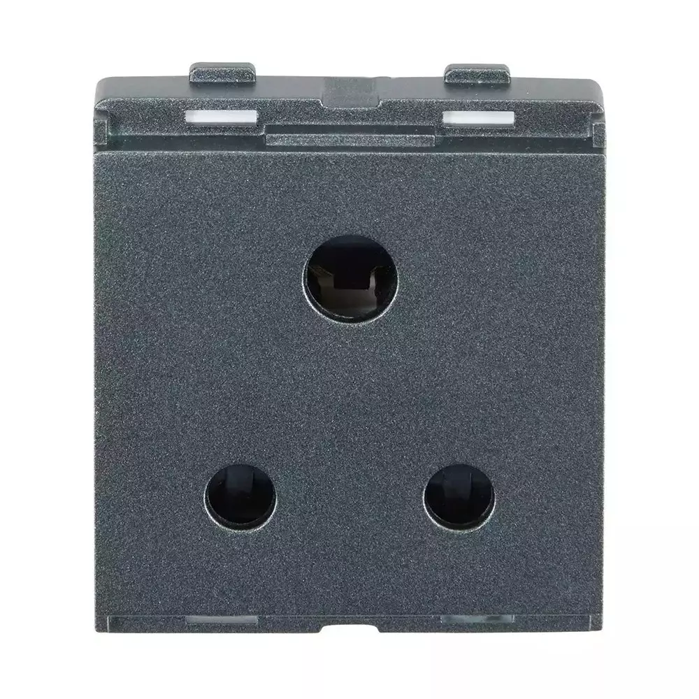 L&T [ Lauritz Knudsen ] Engem Socket Stone Grey Color 3 Pin 2 Modular 6 Amp Current, CB93602CS06