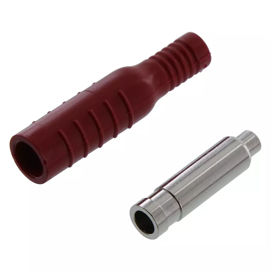 POMONA Banana Jack, 15A, Crimp/Solder, Red, 5168-2