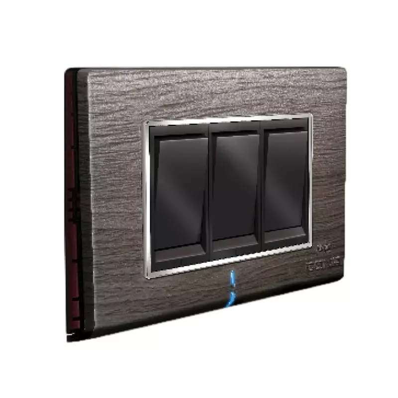 Cona StatuS Switch Cover Plate Smoke Wood 8 Modules, 10808