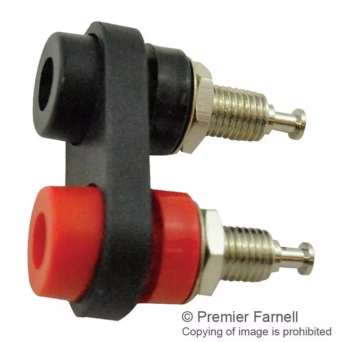 MUELLER ELECTRIC DUAL 4MM BANANA JACK, BLK/RED, PANEL, BU-P2269