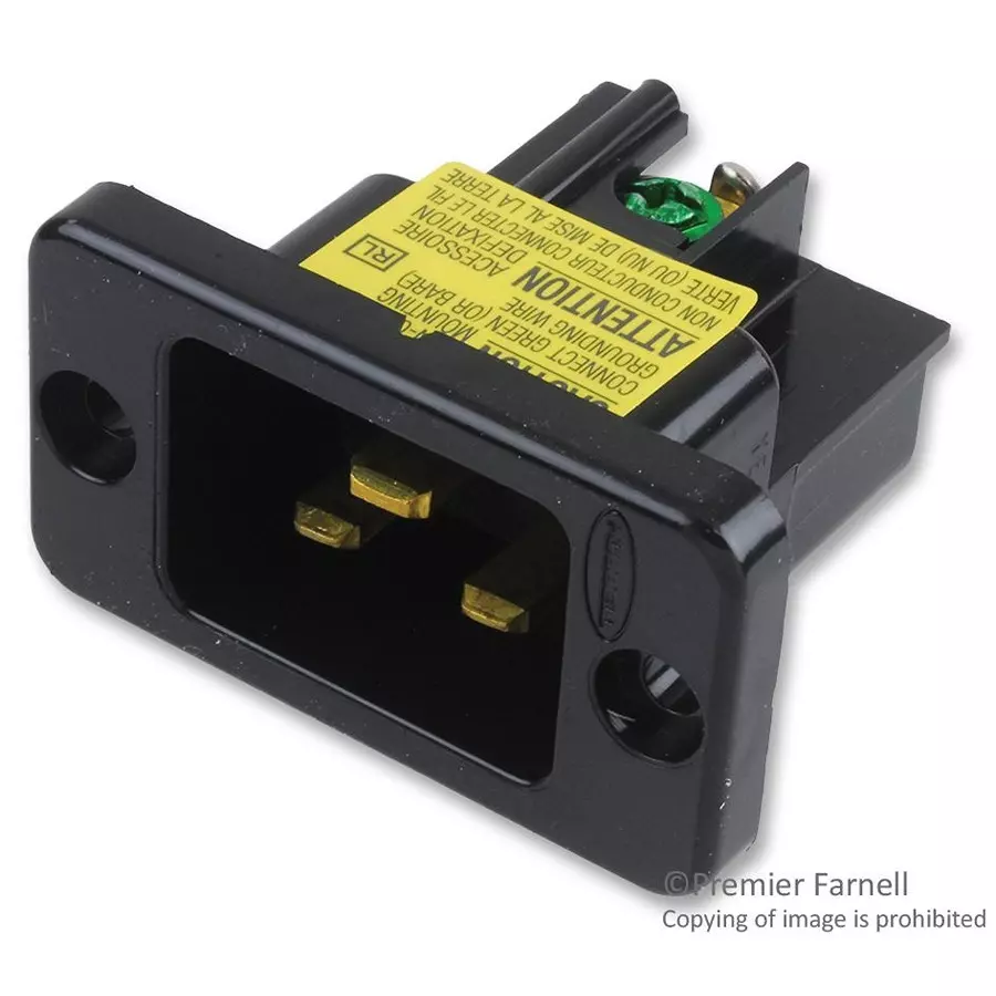HUBBELL WIRING DEVICES IEC CONNECTOR, 20A, 250VAC, PA, BLACK, H320B