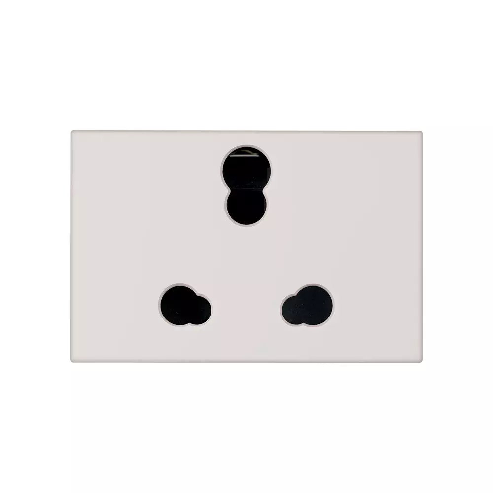 Legrand Indian Standard Socket with Shutter Myrius Classic White 6/16 Amp 3 Module, 6792 29