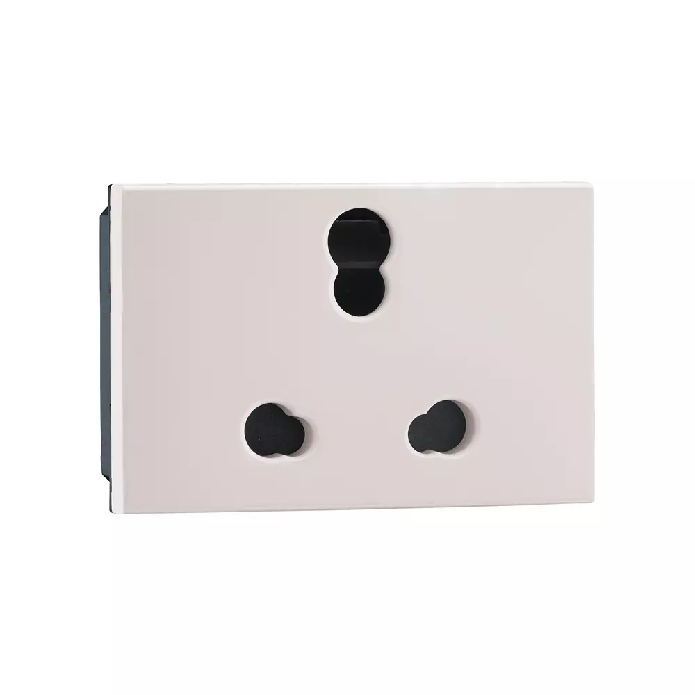Legrand Indian Standard Socket with Shutter Myrius Classic White 6/16 Amp 3 Module, 6792 29