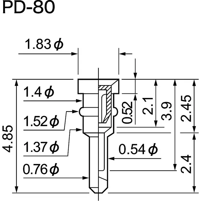 Mac8 Straight Through Hole Mount Socket Pin Solder Termination, PD-80 (Pack of 100)