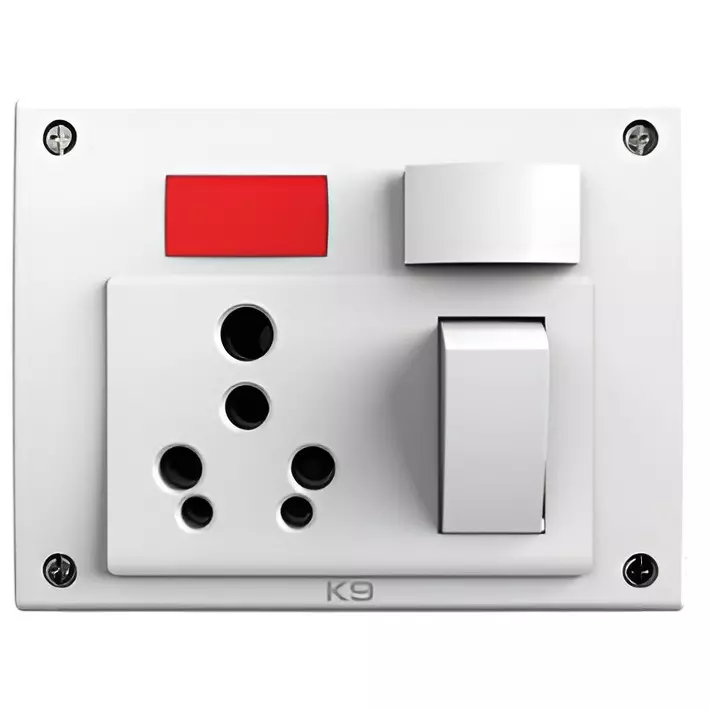 K9 Euro 5 In 1 Universal Switch Socket Combined with Fuse & Indicator 16 Amp White, 9655 (Pack of 5)
