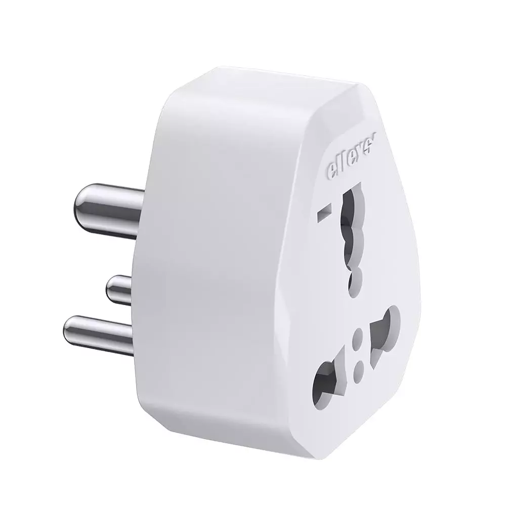 Elleys Zico 3 Pin Socket 6 A/13 A Current Type D Plug Adapter White (Pack of 2)