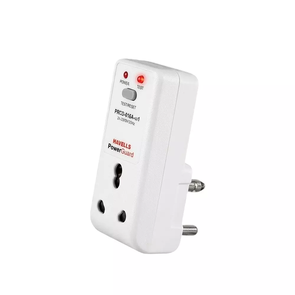 Havells PRCD Adaptor 30 mA Residual Current in White Plastic Body