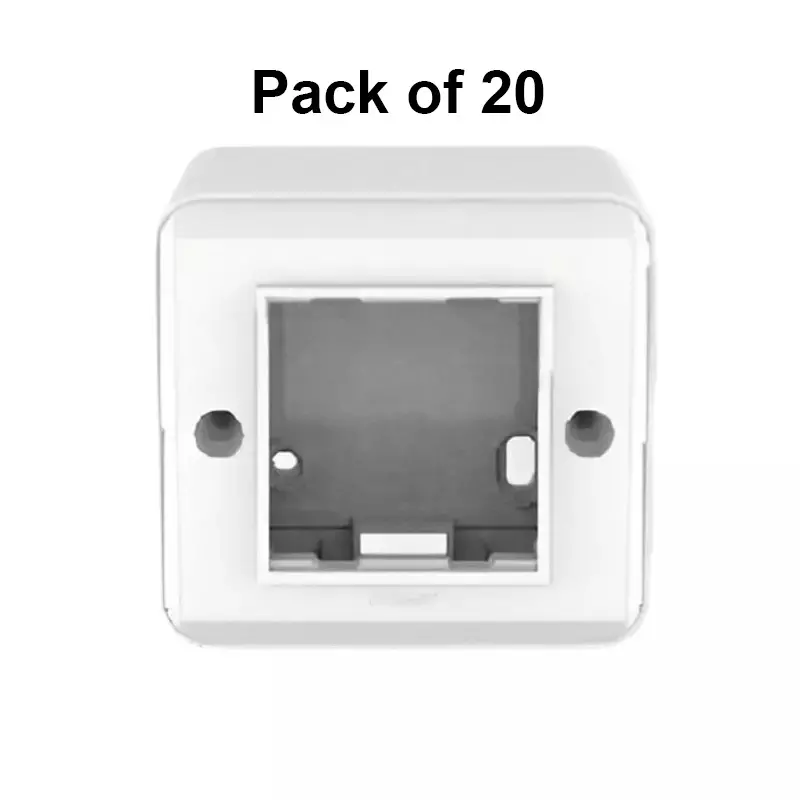 Cona Solid Box Pro Modular Surface Gang Box White 2 Modules, SB 1102 (Pack of 20)