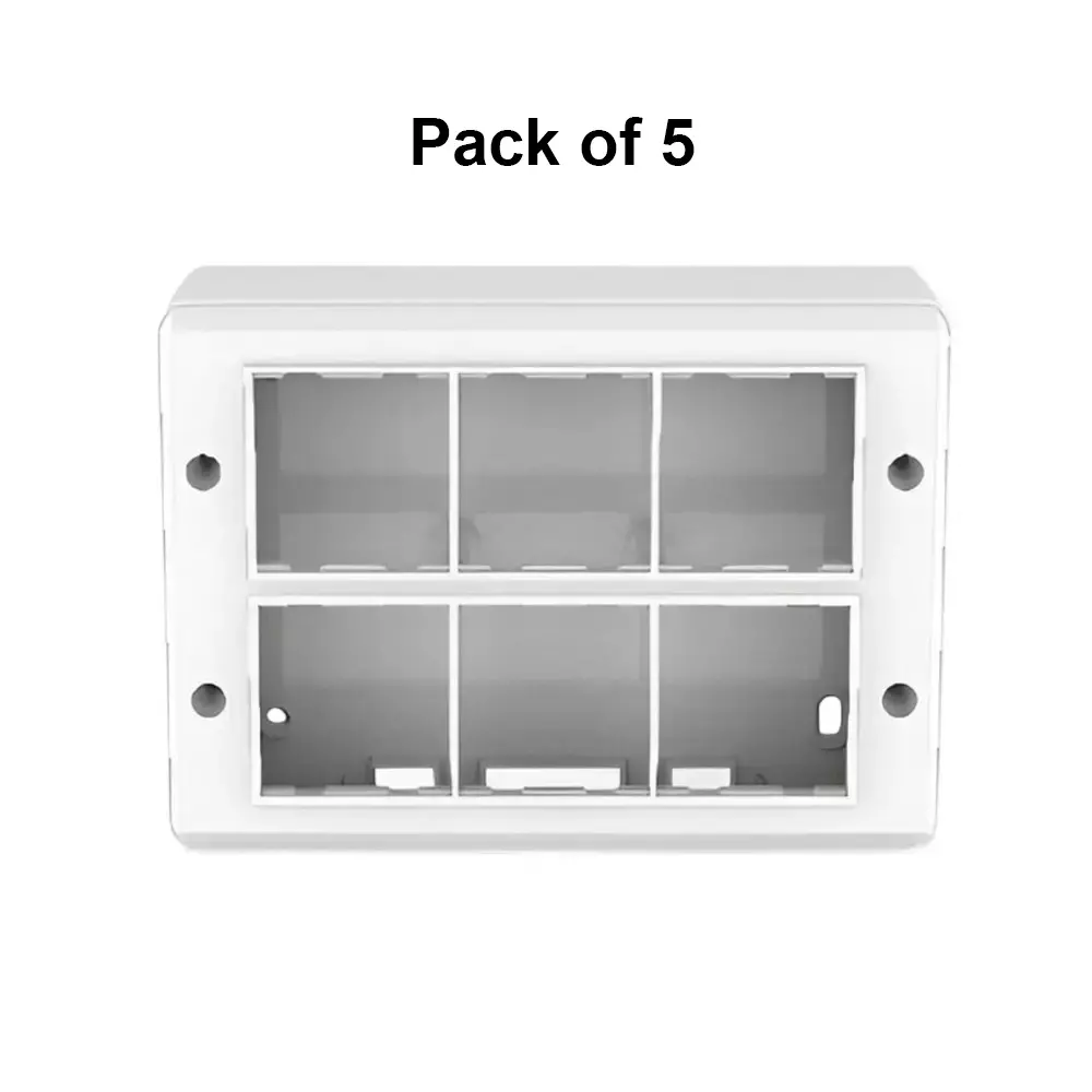 Cona Solid Box Pro Modular Surface Gang Box White 12 Modules, SB 1110 (Pack of 5)