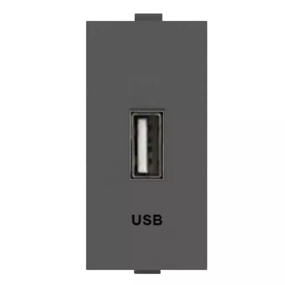 Anchor Rider Fast Charger Switch 18 W 1 Module Graphite Black PVC Plastic for Industrial and Home Use, 47687GB