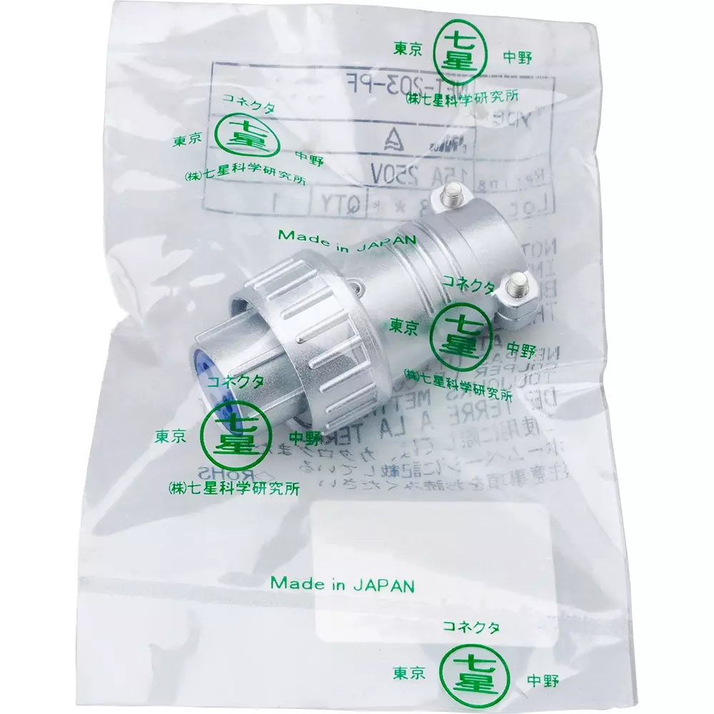 Nanaboshi Connector Straight Plug 250 V Rated Voltage, NET203PF